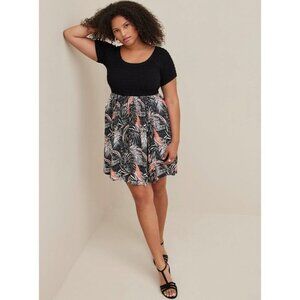 Torrid Womens Black and Floral Mini Challis Smocked Dress Size 1X 14-16